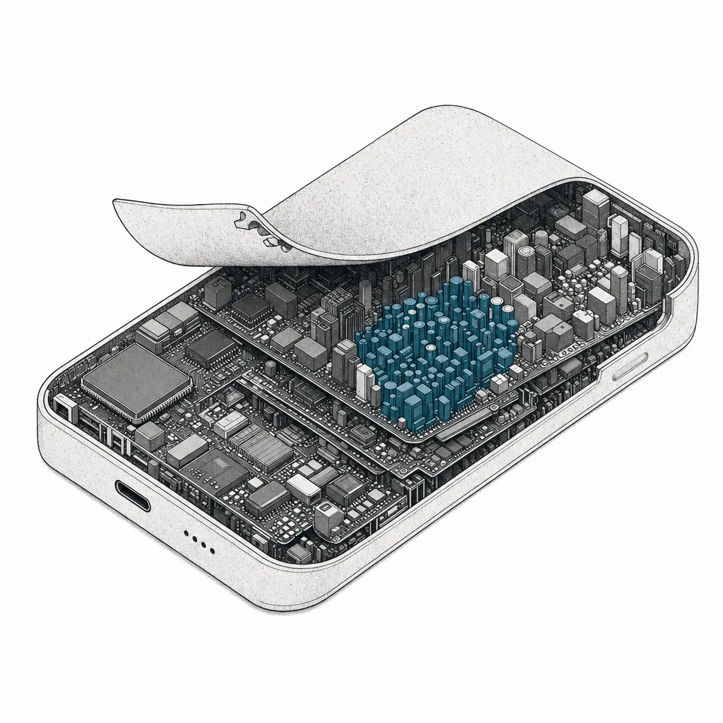 ありふれた機器を切り開くと、内部に数千個の小さな部品がぎっしり詰まり、ミニチュアの都市のように見える